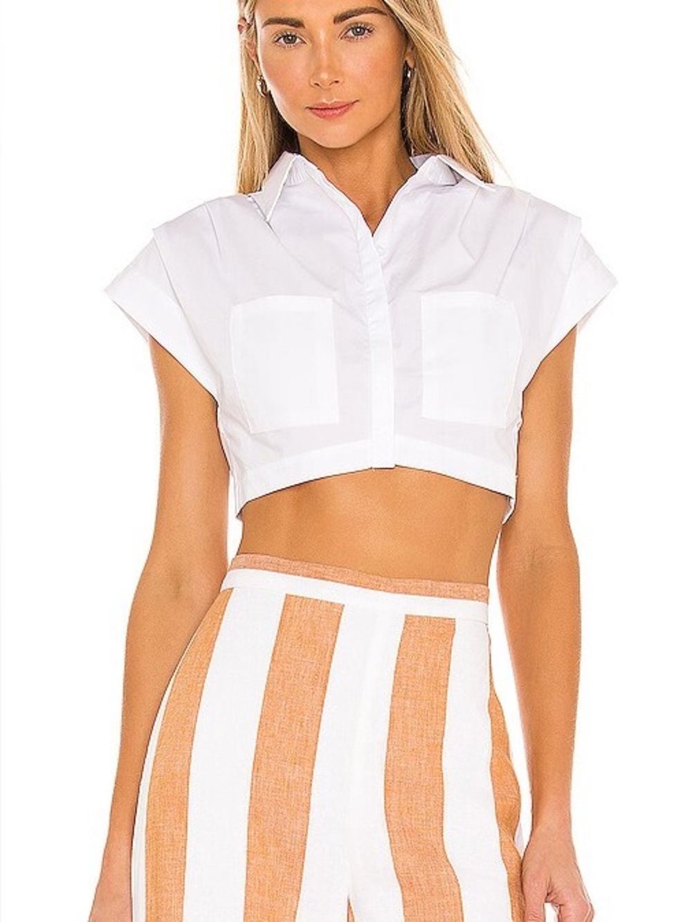 Atoir White Wyatt Cotton Crop Top, Size M